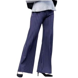 Betabrand Wide Leg Pull On Pants XS‎ Striped Career Work Business Slimming